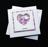 Purple Flower Hearts -  Handcrafted Valentines or Anniversary Card - dr17-0006